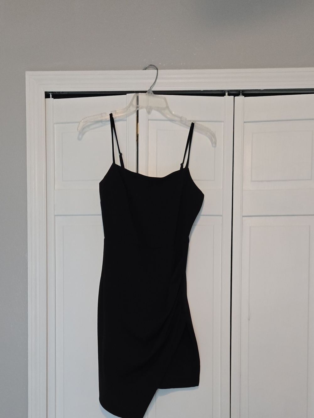 Emerald Sundae Black Mini Spaghetti Strap Dress